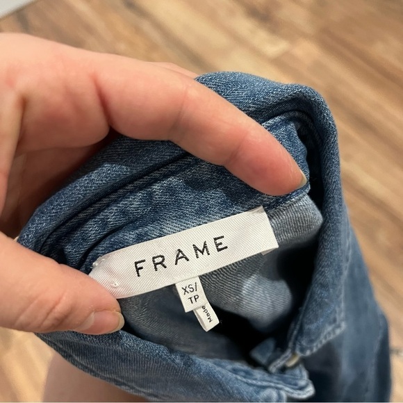 Frame Seam Detail Denim Mini Dress in Shoreline Wash - Picture 12 of 14